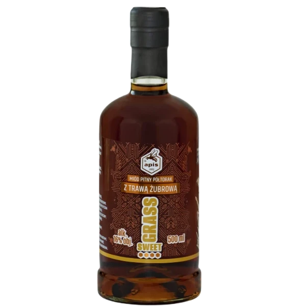 Apis Miód Pitny Półtorak z Trawą Żubrową Sweet Grass 0,5L 16% Vol.