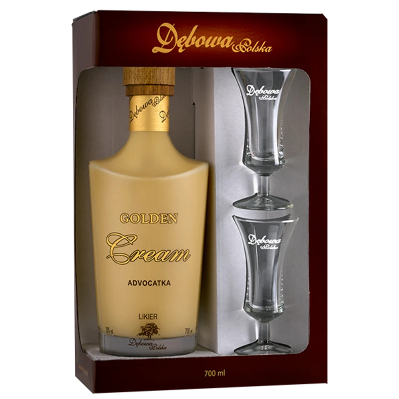 Dębowa Gold Cream Advocatka – Likier Jajeczny z Kieliszkami